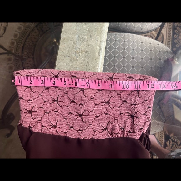 Flowy Chocolate Sheer Strapless Top/Dress Rose Floral Lace Top - Picture 9 of 11